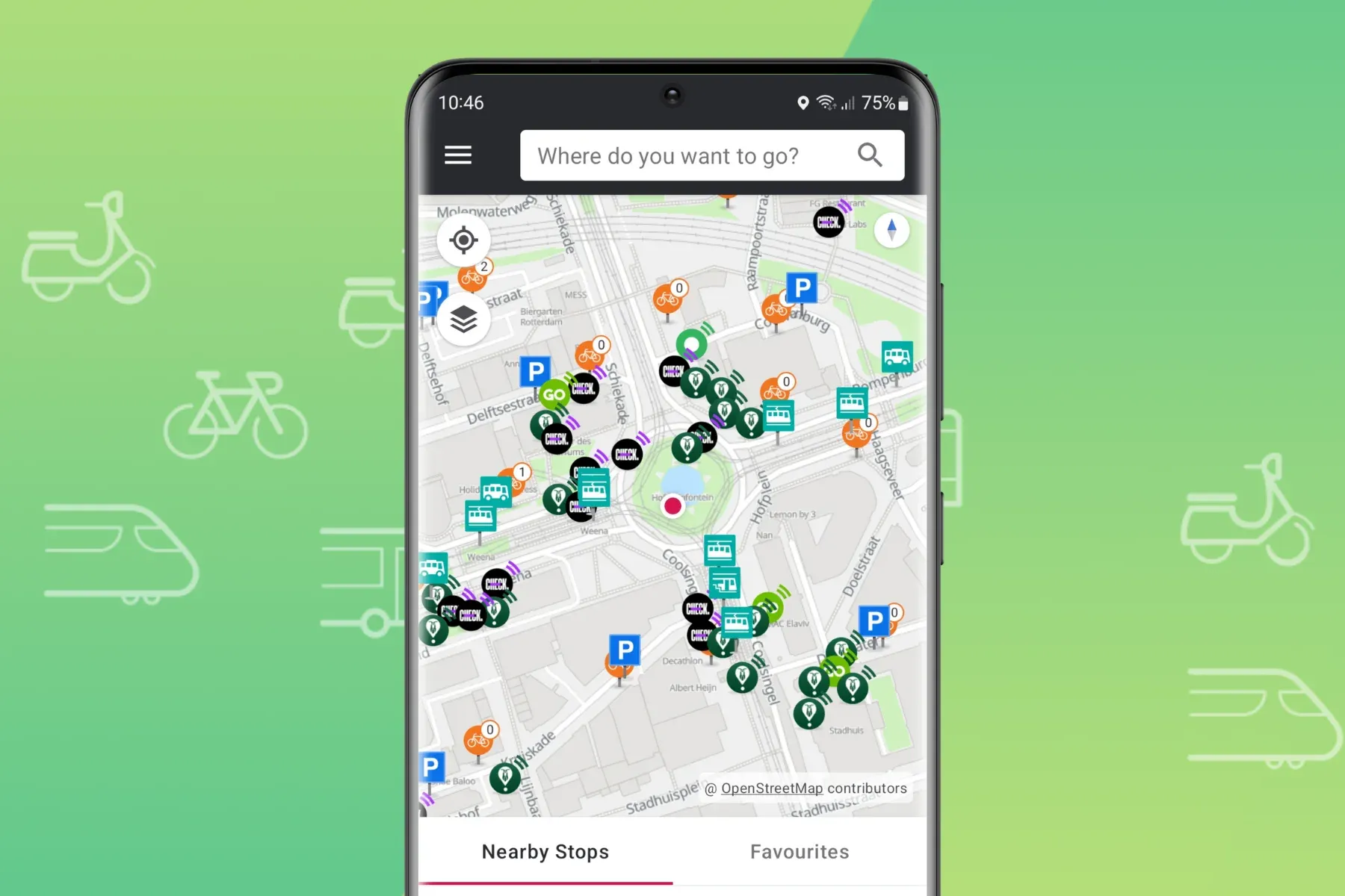 Nearby stops travelling by metro