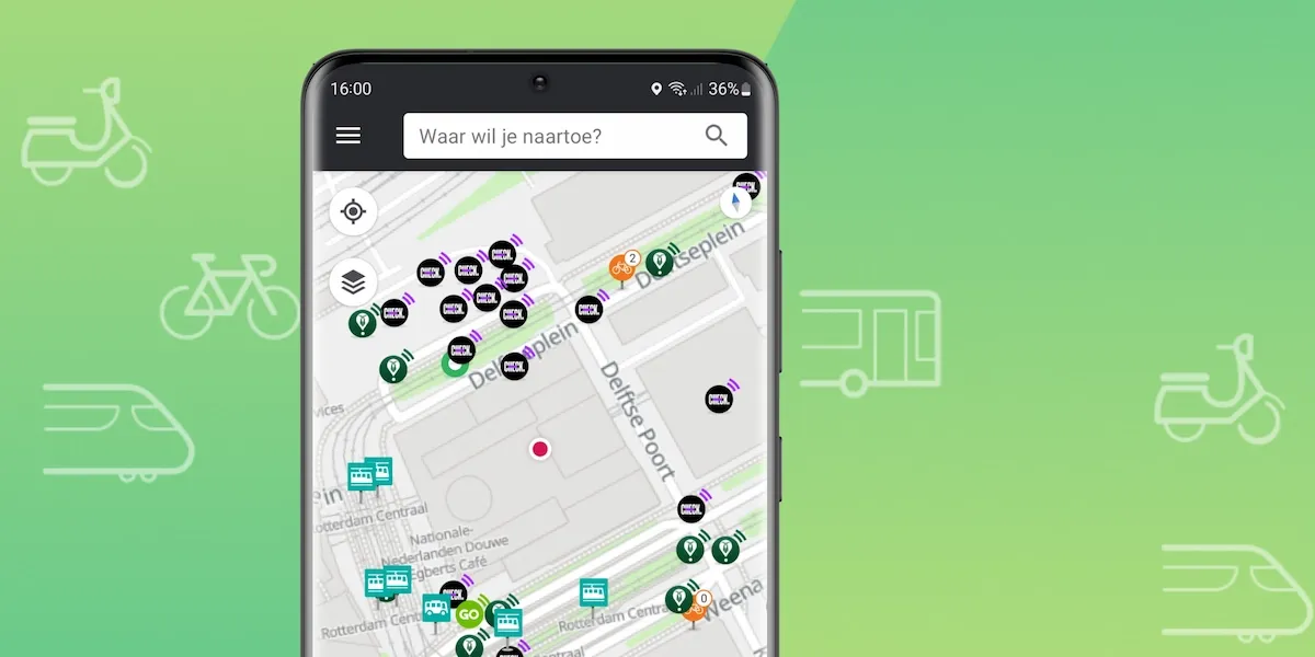 Locaties deelscooters Locaties deelscooters met glimble
